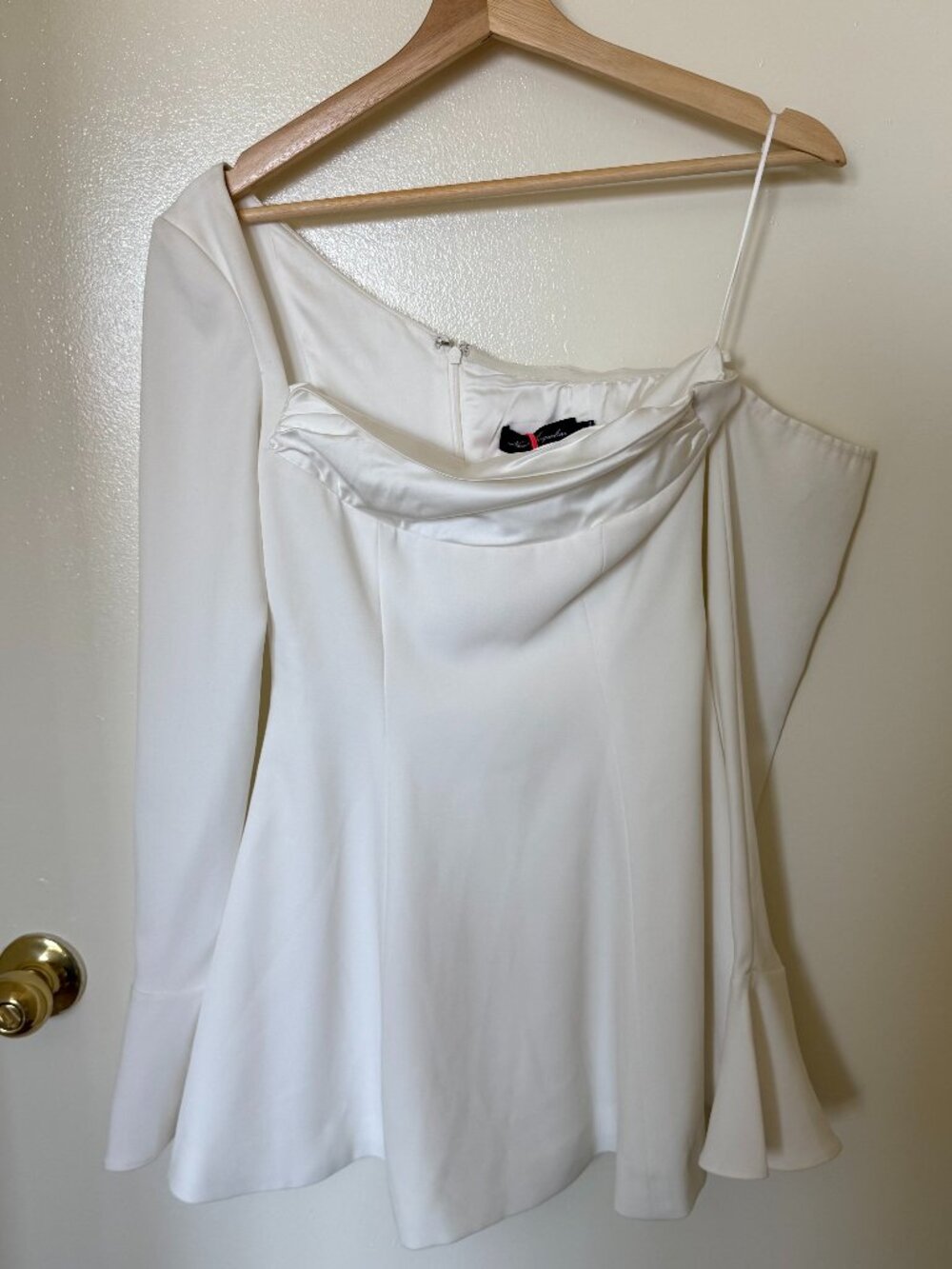 NEW‎ Nana Jacqueline White One Shoulder Long Sleeve Mini Dress S